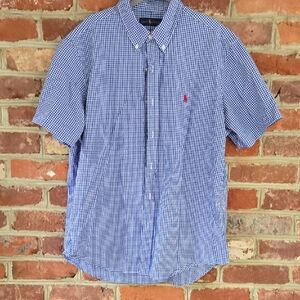 Ralph Lauren Blue Casual Button Down Shirt Gingham Pattern